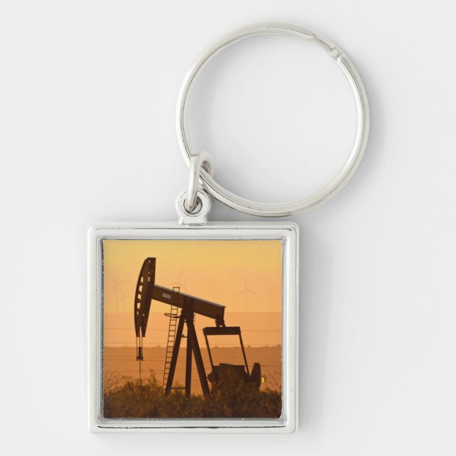 Pump Jack Pumping Oil In West Texas, USA Key Ring (Front)