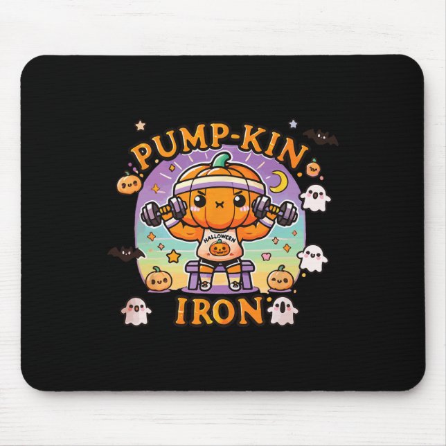 Pump-kin Iron - Funny Bodybuilding Workout Hallowe Mouse Pad (Front)