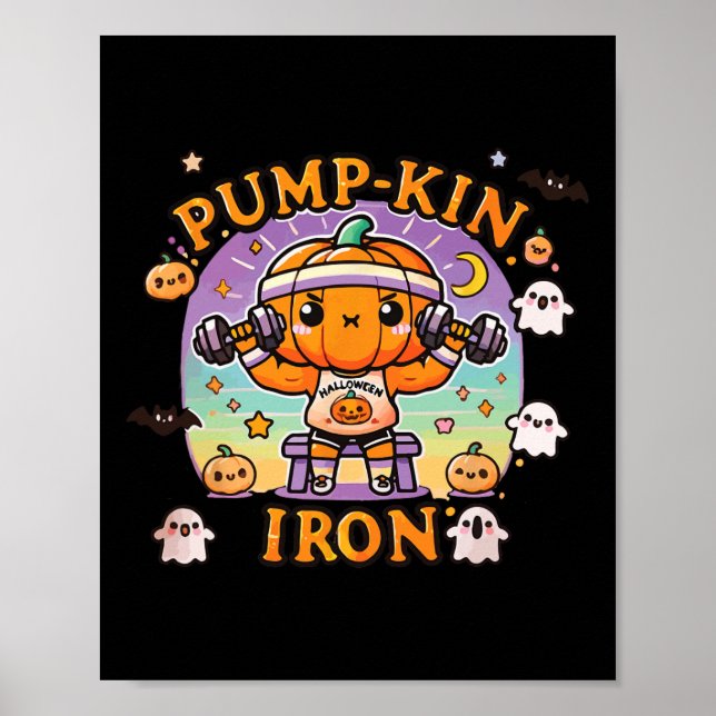 Pump-kin Iron - Funny Bodybuilding Workout Hallowe Poster (Front)