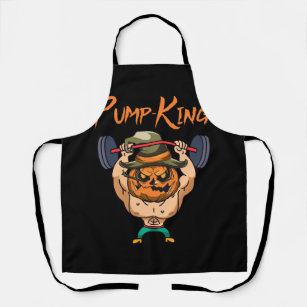 Pump King Pumpkin Pun Halloween Costume Gym Weight Apron