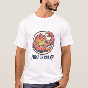 Pump Or Cramp Retro Distressed Muscular Crab Gym B T-Shirt