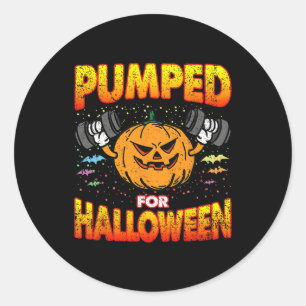 Pumped For Halloween Costume Gym Workout Bodybuild Classic Round Sticker