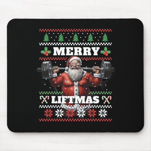 Pumper Bodybuilding Xmas Fitness Ugly Christmas Sw Mouse Pad (Front)