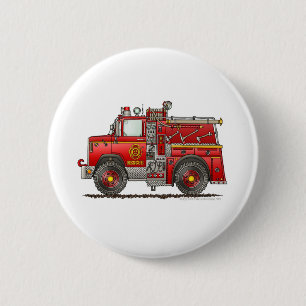 Pumper Rescue Fire Truck Firefighter 6 Cm Round Badge