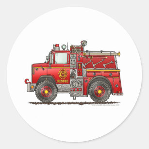 Pumper Rescue Fire Truck Firefighter Classic Round Sticker