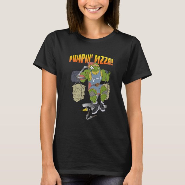 Pumpin Pizze Turtle Fitness Weightlifting Bodybuil T-Shirt (Front)