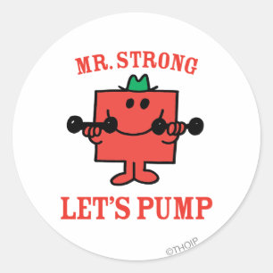 Pumping Iron With Mr. Strong Classic Round Sticker