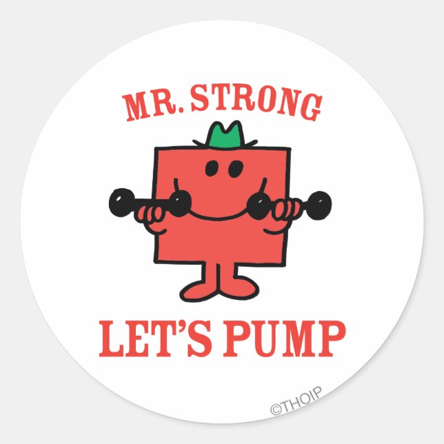 Pumping Iron With Mr. Strong Classic Round Sticker (Front)