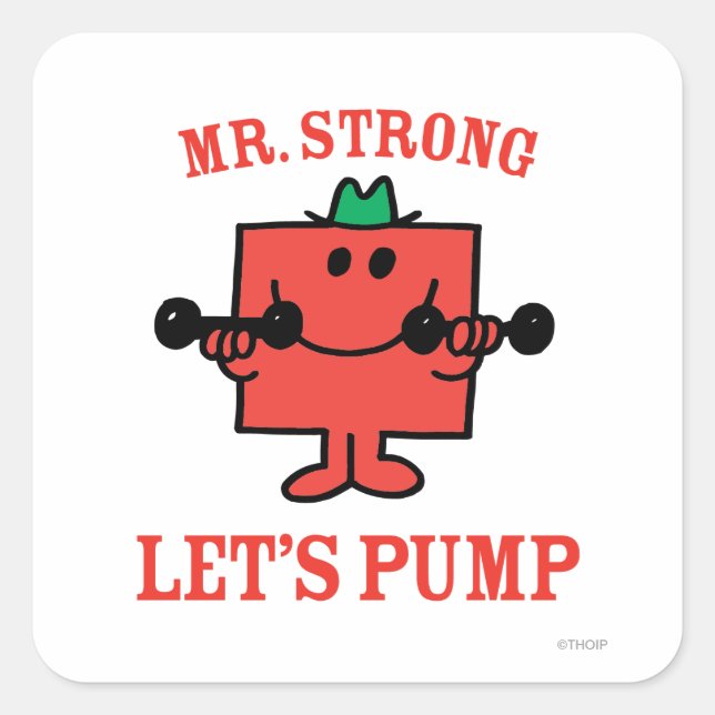 Pumping Iron With Mr. Strong Square Sticker (Front)