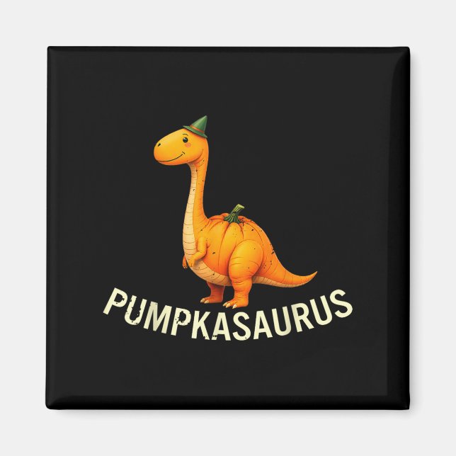 Pumpkasaurus Dinosaur In Pumpkin Costume Halloween Magnet (Front)