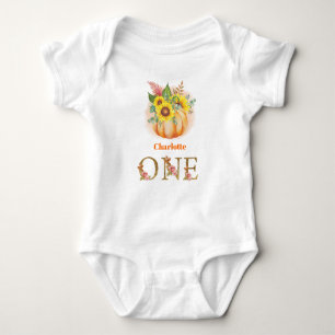 Pumpkin 1st Birthday, Halloween Cute Girl  Baby Bodysuit