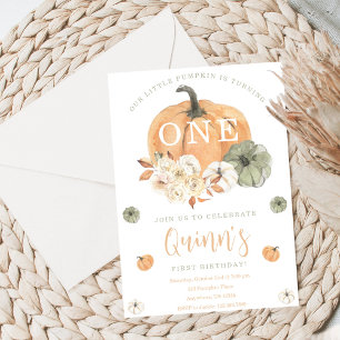 Pumpkin 1st Birthday Invitation