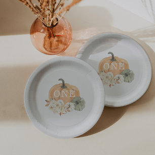 Pumpkin 1st Birthday Paper Plate