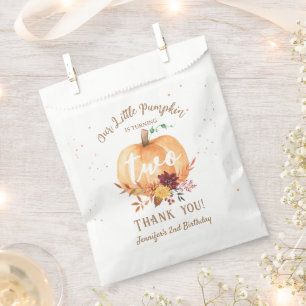 Pumpkin 2nd Birthday Girl Fall Floral  Favour Bag