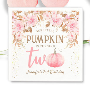 Pumpkin 2nd Birthday Girl Pink Napkin