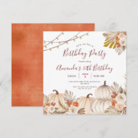 Pumpkin 30th Birthday Party Boho Pampas Grass