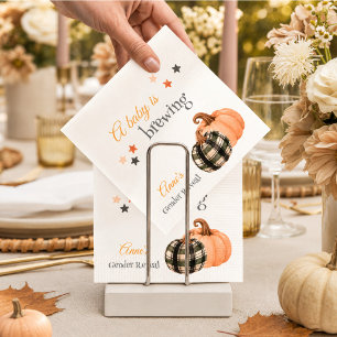 Pumpkin A Baby Is Brewing Gender Reveal Napkin