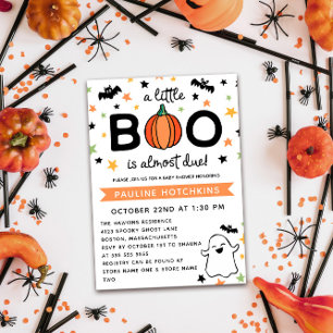 Pumpkin A Little Boo Halloween Baby Shower Invitation