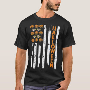 Pumpkin American Flag Halloween USA T-Shirt