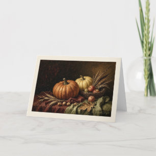 Pumpkin and Apple Basket Harvest Still Life Card
