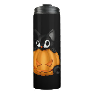 Pumpkin And Black Cat  Thermal Tumbler