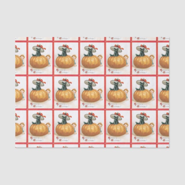 Pumpkin And Black Cat Tissue Paper (Front)