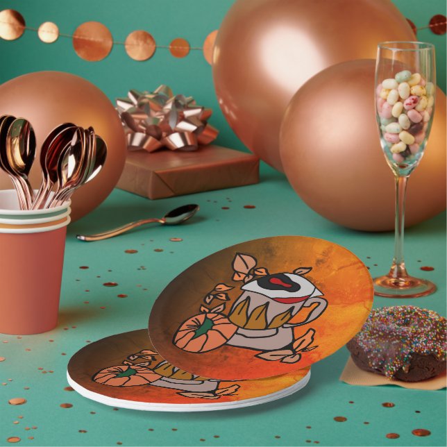 Pumpkin and Brewed-Eye Vibes to Perfection  Paper Plate (Multi)