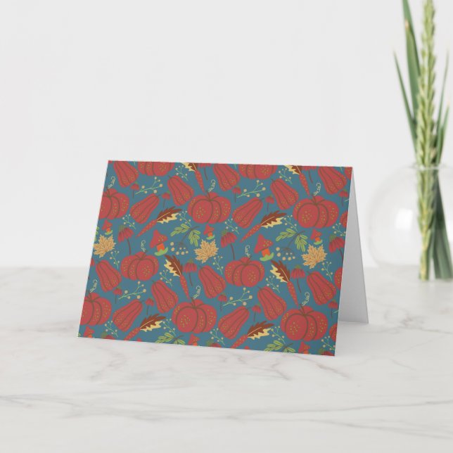 Pumpkin and carrot  seamless pattern red and blue card (Front)