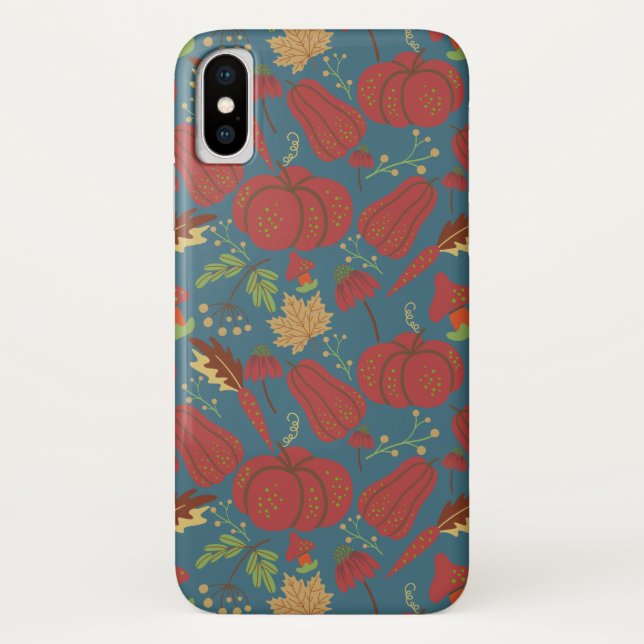 Pumpkin and carrot  seamless pattern red and blue Case-Mate iPhone case (Back)