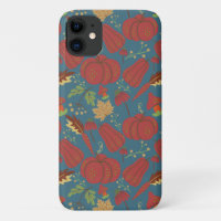Pumpkin and carrot seamless pattern red and blue