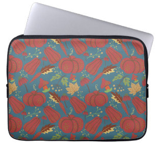 Pumpkin and carrot  seamless pattern red and blue laptop sleeve