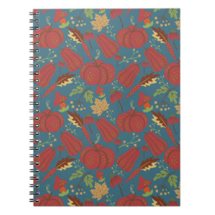 Pumpkin and carrot  seamless pattern red and blue notebook
