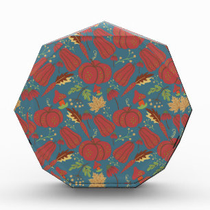 Pumpkin and carrot  seamless pattern red and blue photo block