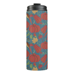 Pumpkin and carrot  seamless pattern red and blue thermal tumbler