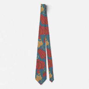 Pumpkin and carrot  seamless pattern red and blue tie