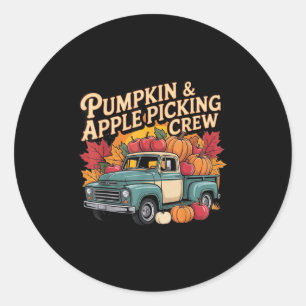 Pumpkin And Cking Crew Fall Harvest Thanksgiving  Classic Round Sticker