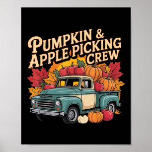 Pumpkin And Cking Crew Fall Harvest Thanksgiving Poster