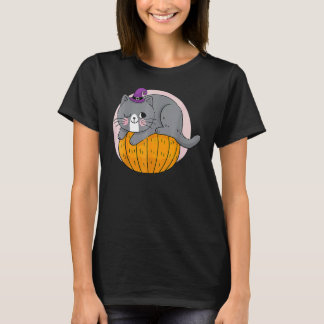 Pumpkin And Cute Black Cat Halloween T-Shirt