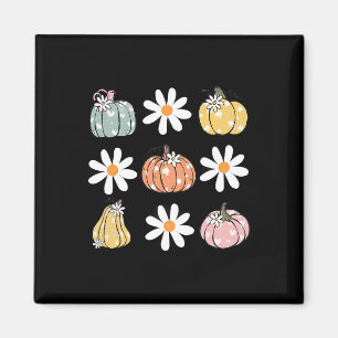 Pumpkin And Daisy Flowers Cute Fall Halloween For Magnet