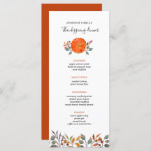 Pumpkin and fall foliage Thanksgiving dinner menu
