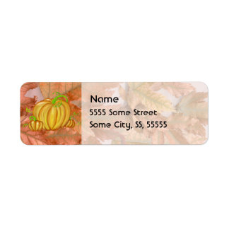 Pumpkin and Fall Leaves Return Address Label