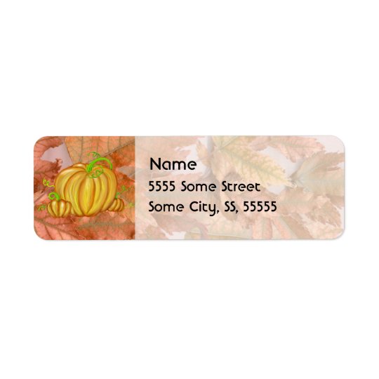 Pumpkin and Fall Leaves Return Address Label