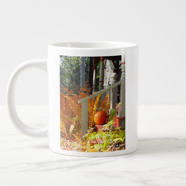 Pumpkin and Ferns - Martha's Vineyard Large Coffee Mug (Left)