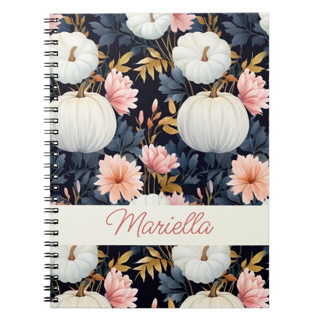 Pumpkin and flowers pattern notebook (Front)