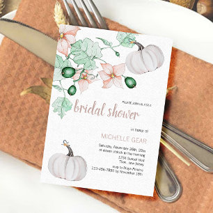 Pumpkin And Flowers Watercolor Hand-painted Invitation