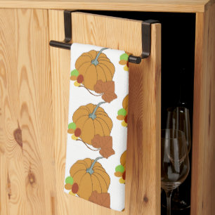 Pumpkin and leaf plus colorful candy tea towel