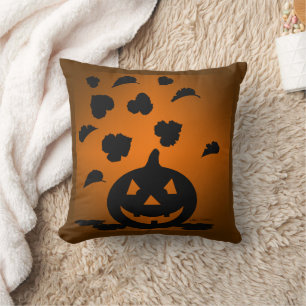 Pumpkin and Leaves Silhouette Cushion