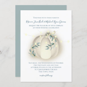 Pumpkin and Lights Botanical Vines Wedding Invitation
