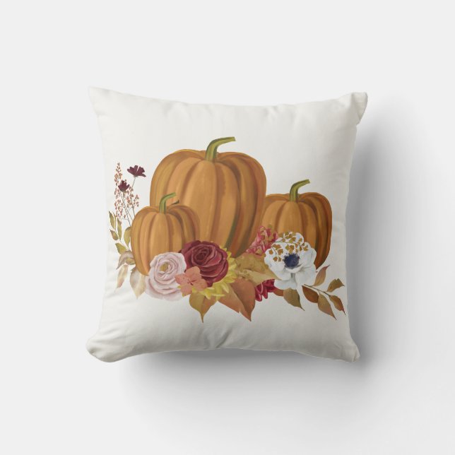 Pumpkin and Magnolia Fall Colours Cushion (Front)