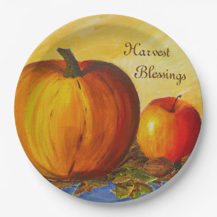 Pumpkin and Nuts Paper Plate